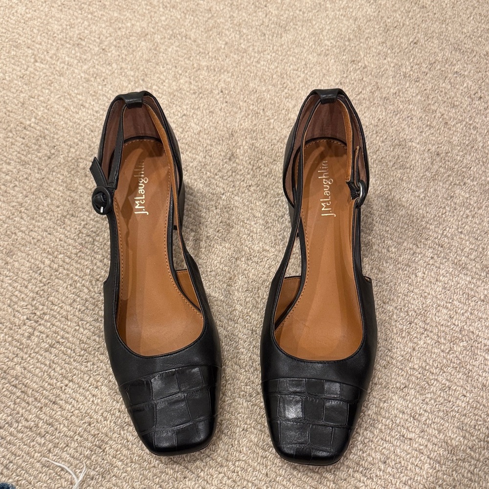 J Mclaughlin Black Leather Heels